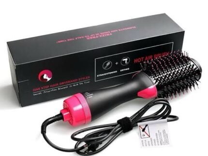 3in1 Electric Hot Air Brush – Straightener | Curler | Hair Dryer With Box Packing